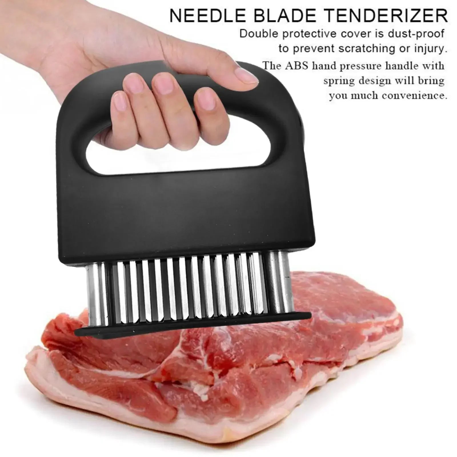 Stainless Steel Meat Tenderizer – 48 Needle Steak Softener-3