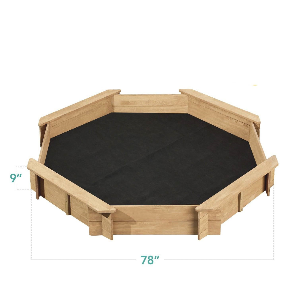 Outdoor Kid's Octagonal Sandbox in Natural Wood Finish-4