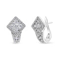 18K White Gold 1 1/10 Cttw Round Diamond Cluster with Halo Hoop Huggie Earring (F-G Color, VS1-VS2 Clarity)-0