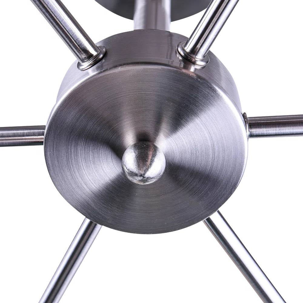 Modern 23-inch 6-Light Semi Flush Mount Sputnik Ceiling Light in Nickel Finish-2