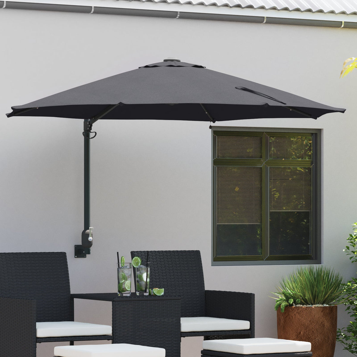 NNEVL Wall-mounted Garden Parasol with LEDs Anthracite 248 cm-0