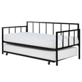 Twin size Heavy Duty Metal Daybed with Roll-Out Trundle Bed-0