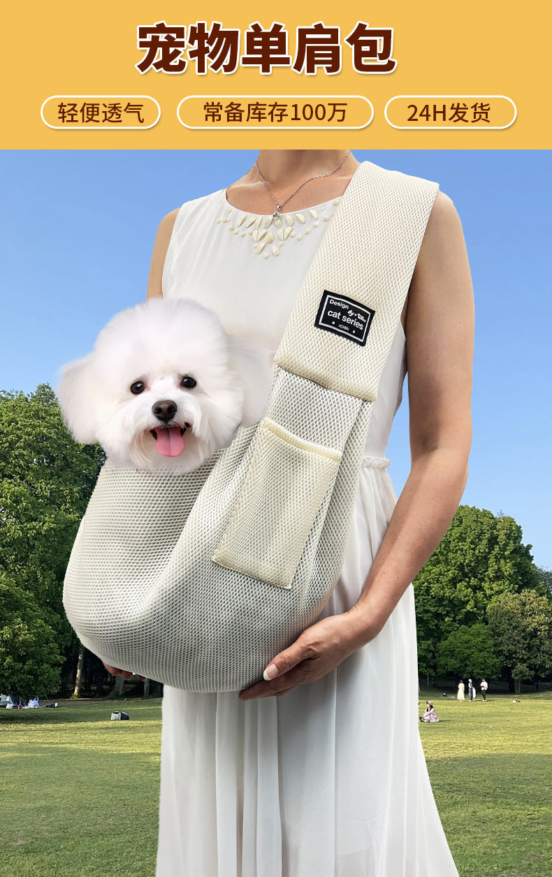 Amazon's Best-Selling Mesh Summer Foldable Shoulder Pet Bag Large Capacity Breathable Portable Travel Cross-Body Cat Bag