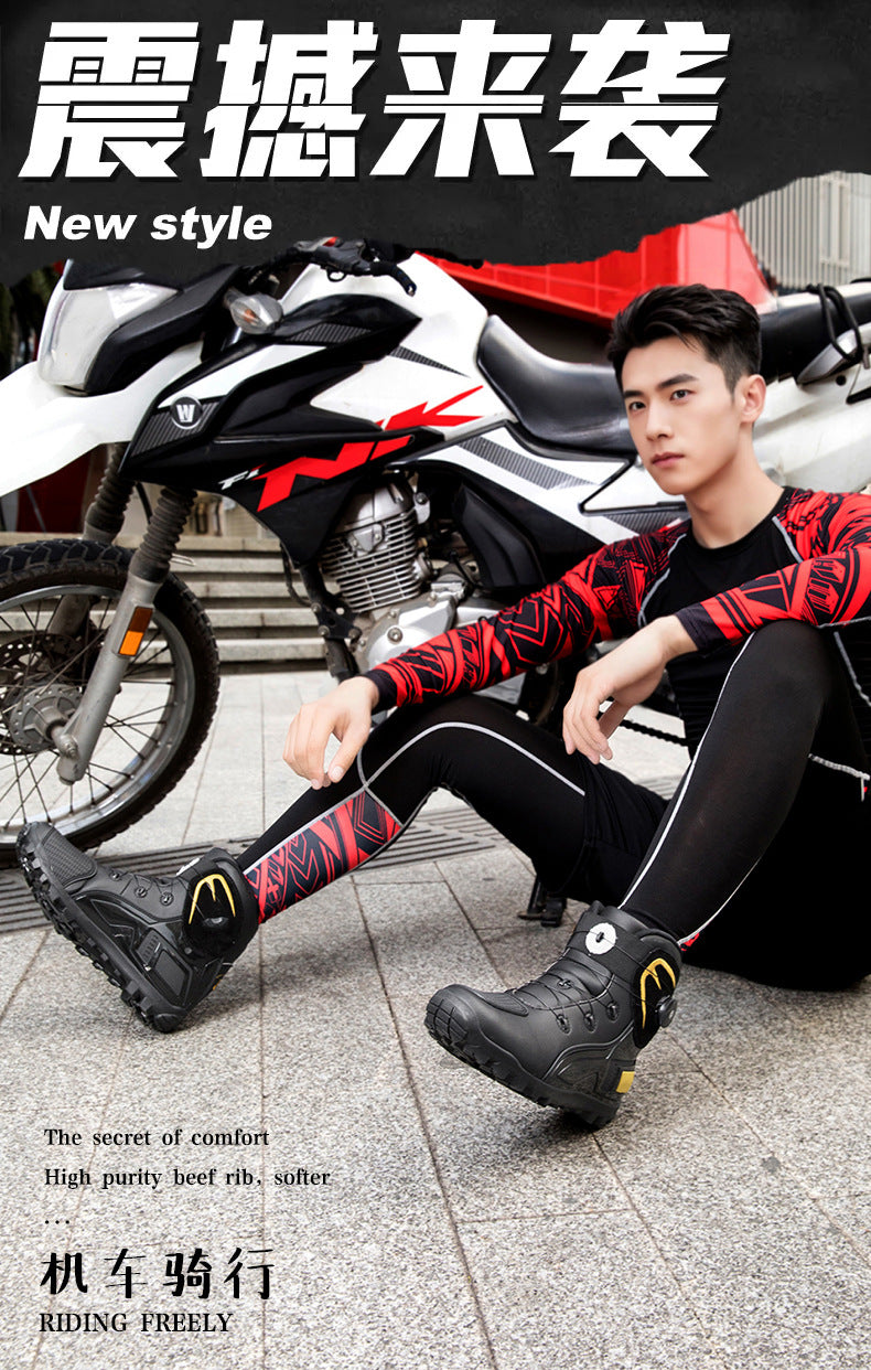 Cross-Border Supply Men's Motorcycle Shoes Large Size Motorcycle Riding Shoes Men's Rider Four-Season Sneakers Motorcycle Travel Equipment