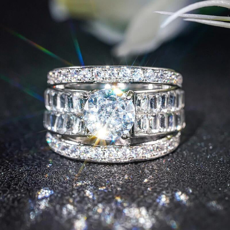 Cross-Border Popular Alloy Ring Accessories, His and Hers Couple Diamond Rings, Zircon Engagement Rings, Starting from One Piece