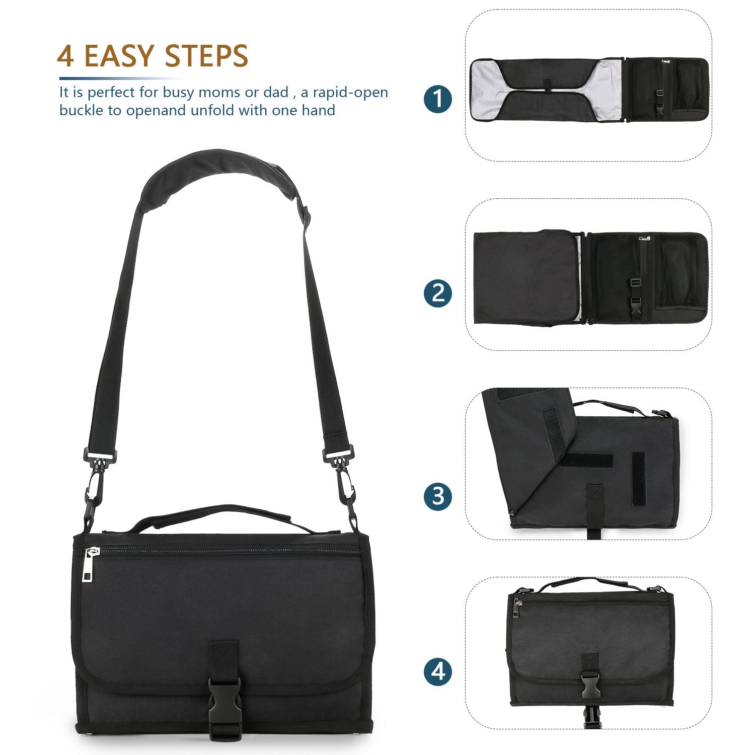 [Low Price Big Sale] Portable Baby Diaper Pad Supplies Outdoor Travel Folding Diapers Include Shoulder Strap Wet Wipes