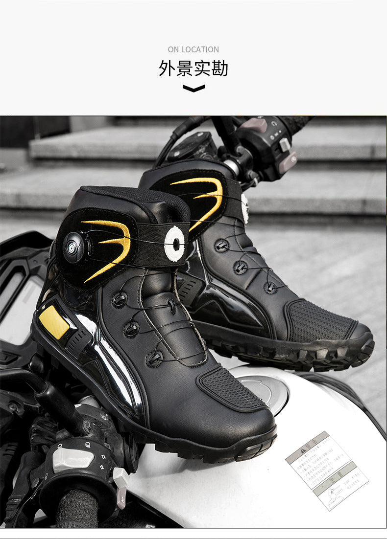 Cross-Border Supply Men's Motorcycle Shoes Large Size Motorcycle Riding Shoes Men's Rider Four-Season Sneakers Motorcycle Travel Equipment