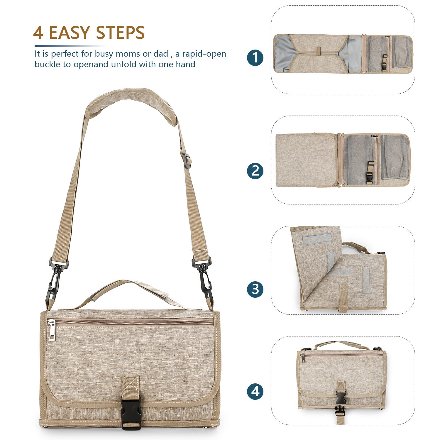 [Low Price Big Sale] Portable Baby Diaper Pad Supplies Outdoor Travel Folding Diapers Include Shoulder Strap Wet Wipes