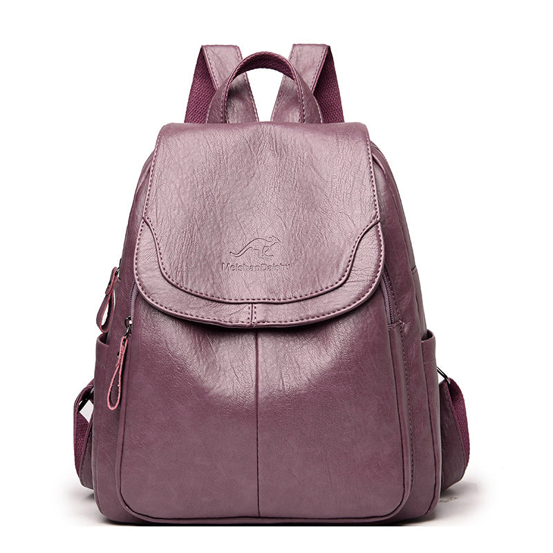 Factory Direct Supply Cross-Border Women's Backpack New Soft Leather Fashion Versatile Backpack Women's Large Capacity Travel Bag