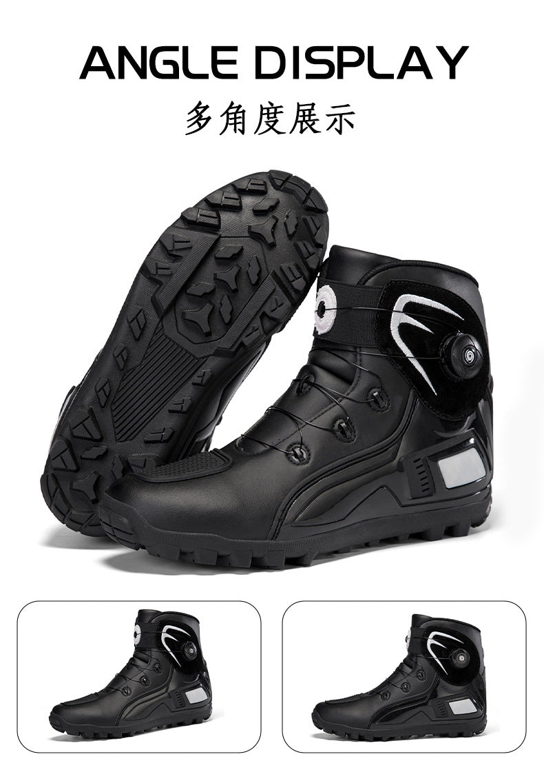 Cross-Border Supply Men's Motorcycle Shoes Large Size Motorcycle Riding Shoes Men's Rider Four-Season Sneakers Motorcycle Travel Equipment