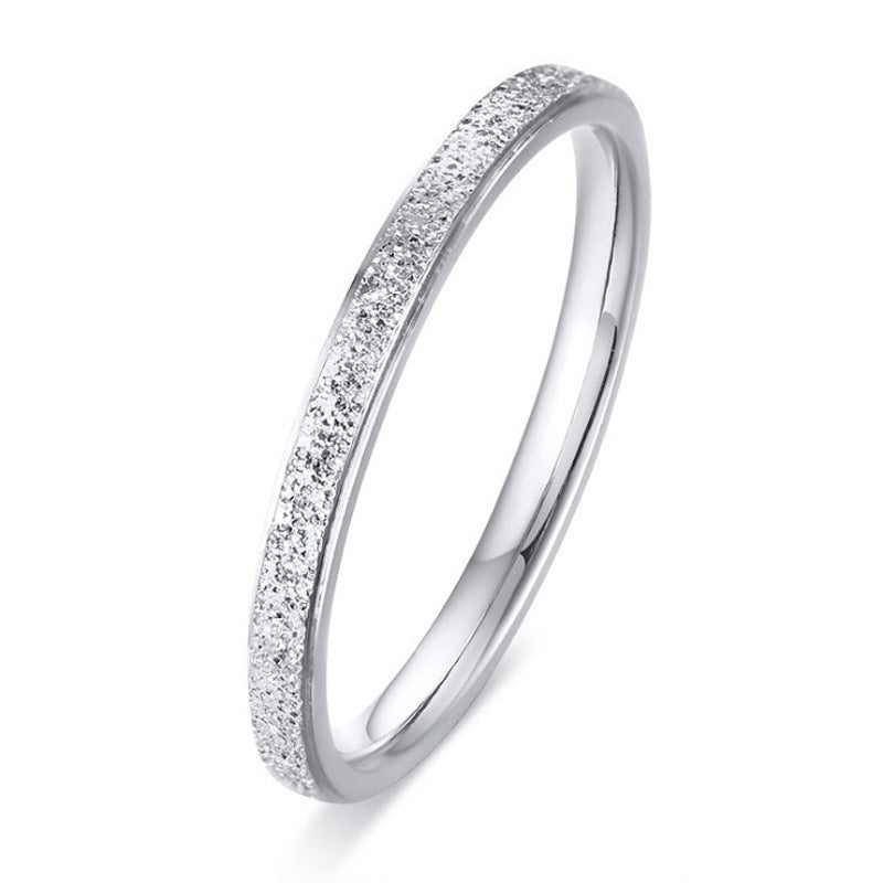 Hot Stainless Steel Single and Double Rows Full Diamond Titanium Steel Couple Rings for Women with Small Square Diamonds Personalized Simple Card Plus Titanium Steel Rings