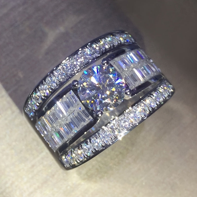 Cross-Border Popular Alloy Ring Accessories, His and Hers Couple Diamond Rings, Zircon Engagement Rings, Starting from One Piece