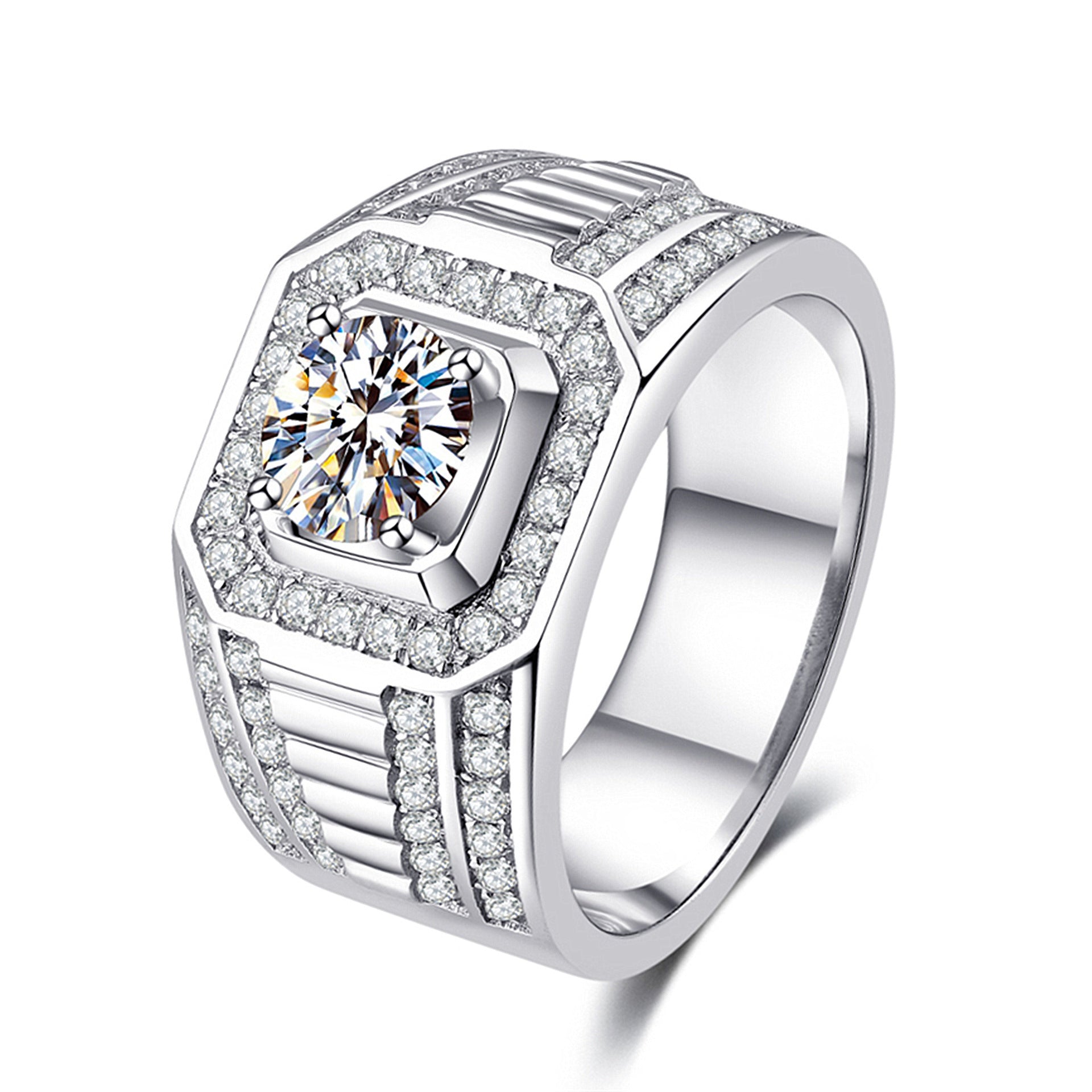 Cross-Border Popular Alloy Ring Accessories, His and Hers Couple Diamond Rings, Zircon Engagement Rings, Starting from One Piece