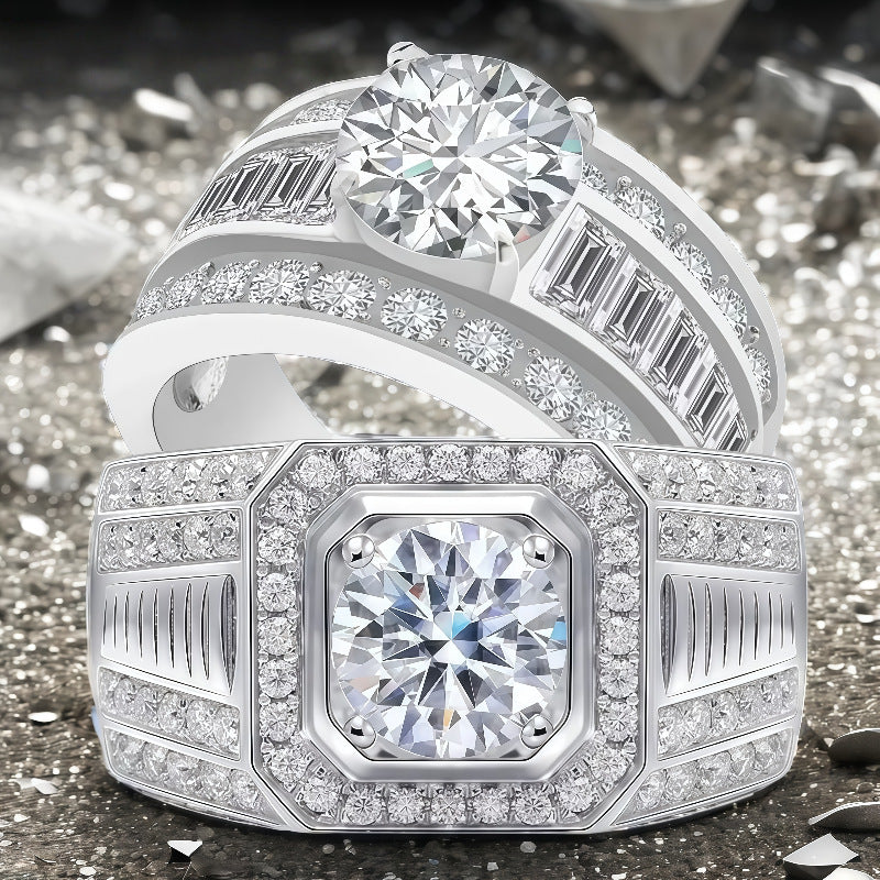 Cross-Border Popular Alloy Ring Accessories, His and Hers Couple Diamond Rings, Zircon Engagement Rings, Starting from One Piece