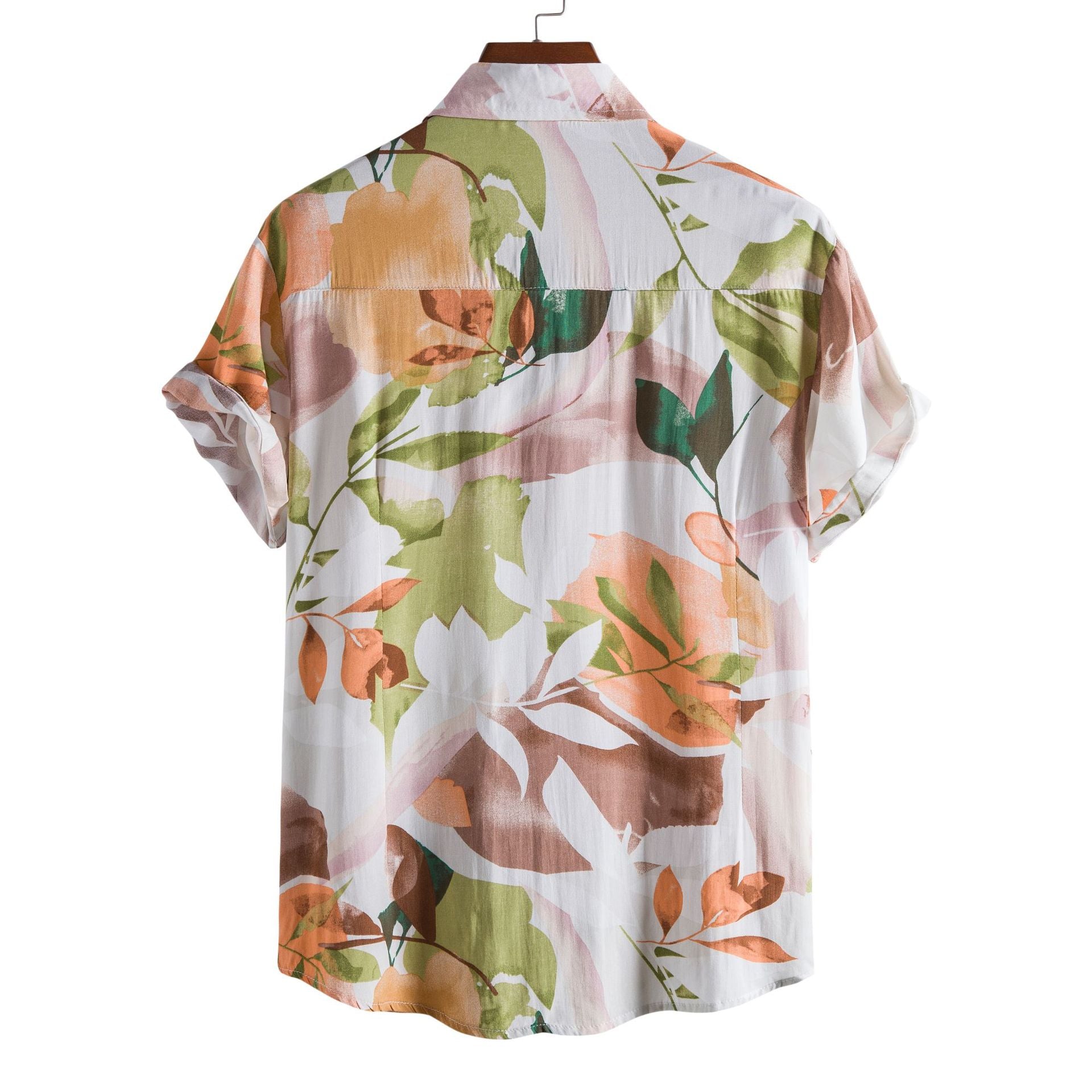 Cross-border Supply Summer Beach Short-sleeved Shirt Men's Printed Hawaiian Shirt Seaside Holiday Travel Loose plus size