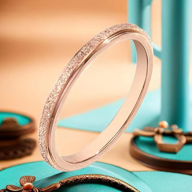 Hot Stainless Steel Single and Double Rows Full Diamond Titanium Steel Couple Rings for Women with Small Square Diamonds Personalized Simple Card Plus Titanium Steel Rings