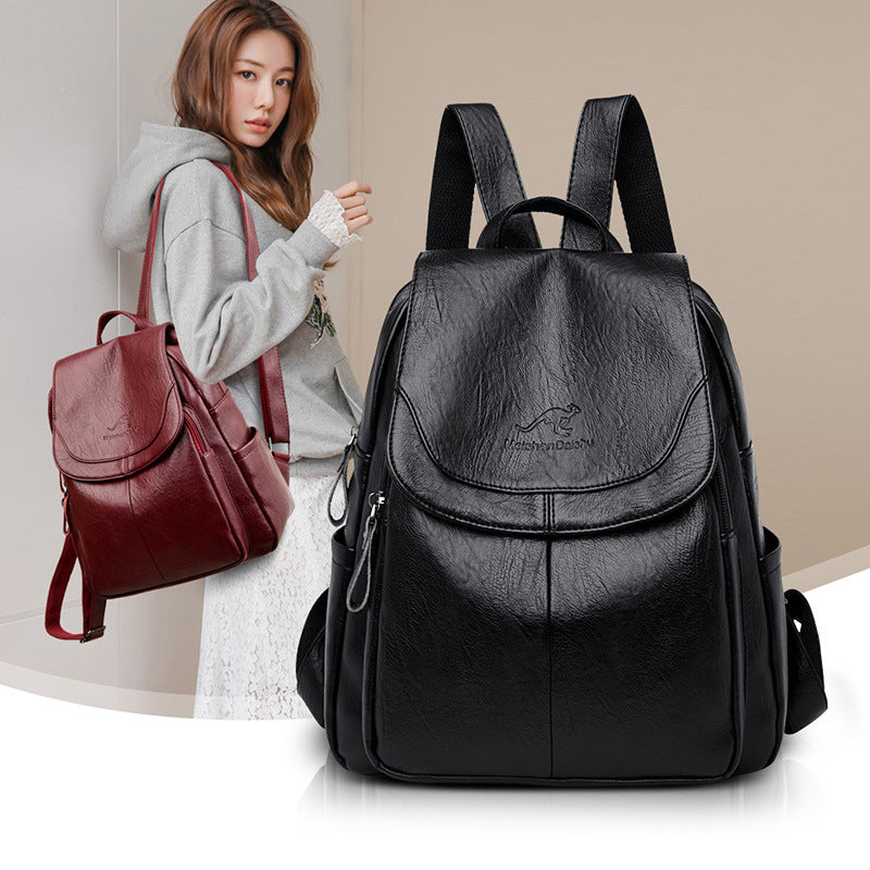 Factory Direct Supply Cross-Border Women's Backpack New Soft Leather Fashion Versatile Backpack Women's Large Capacity Travel Bag
