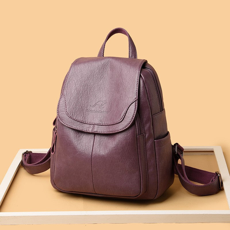 Factory Direct Supply Cross-Border Women's Backpack New Soft Leather Fashion Versatile Backpack Women's Large Capacity Travel Bag