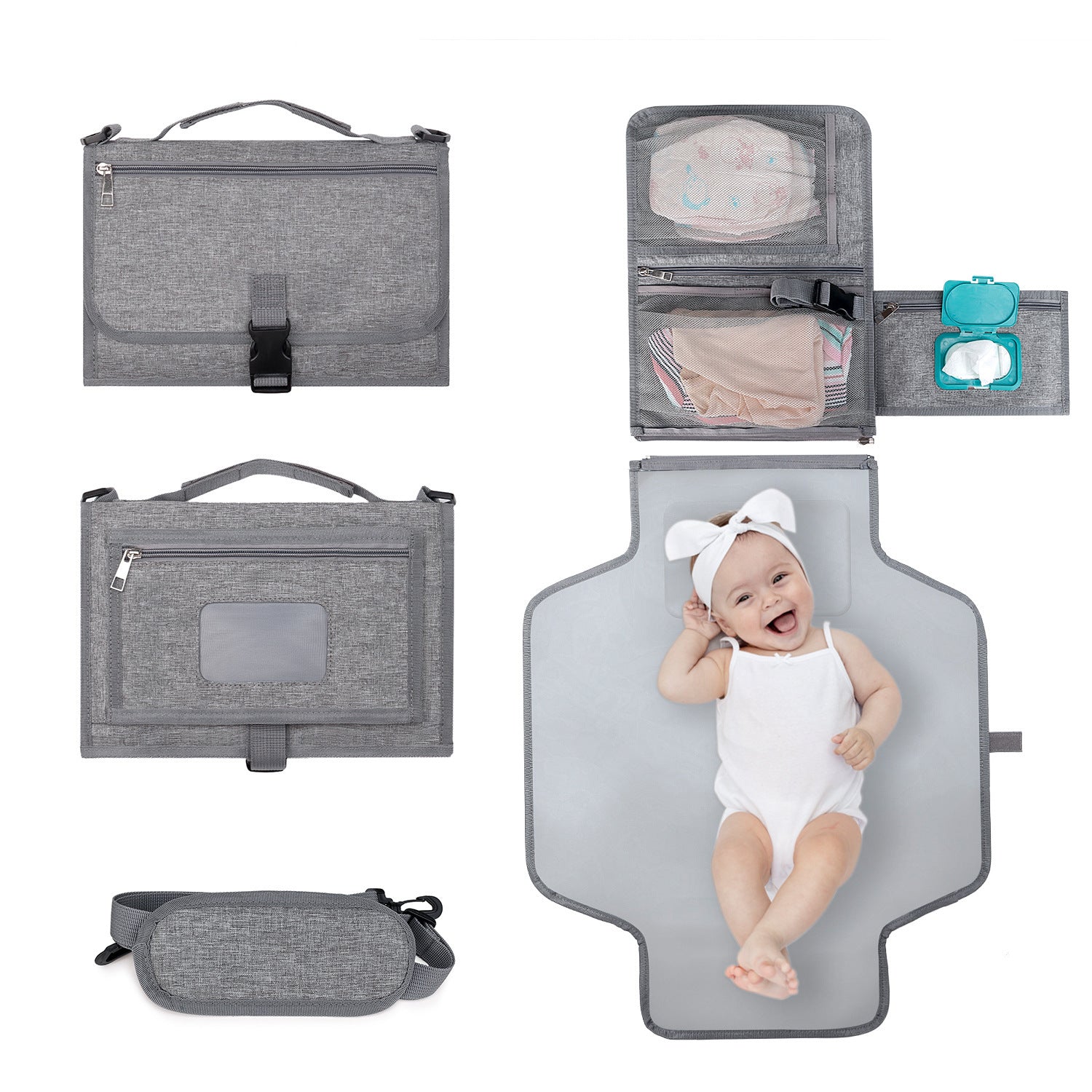 [Low Price Big Sale] Portable Baby Diaper Pad Supplies Outdoor Travel Folding Diapers Include Shoulder Strap Wet Wipes