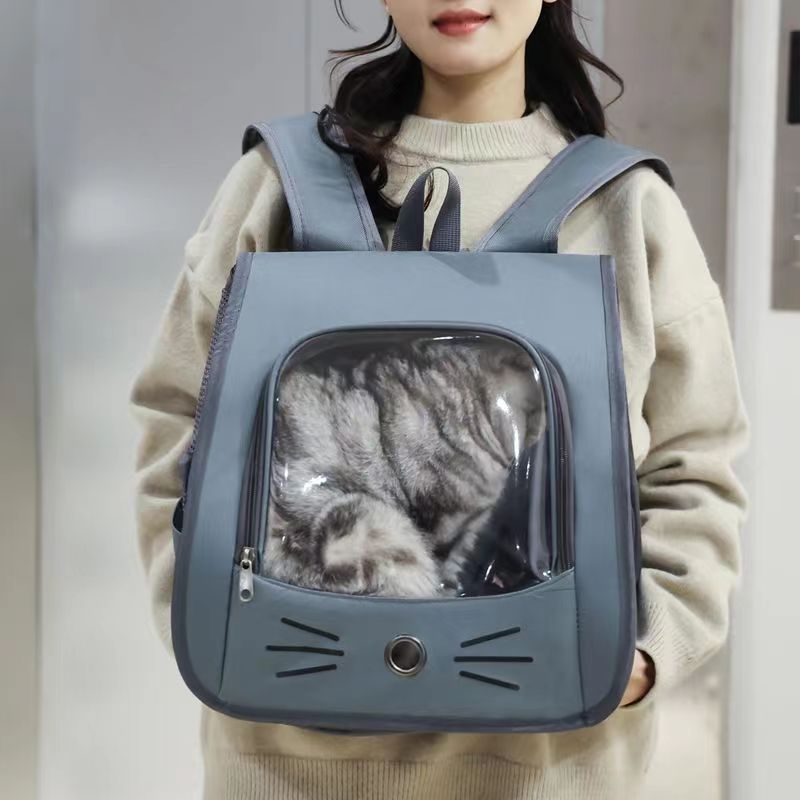 Cross-Border Backpack Cat Bag, Transparent and Visible, Portable Pet Supplies for Outings, Large-Capacity Space Capsule Backpack, Breathable and Lightweight