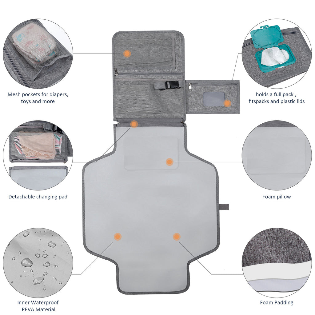 [Low Price Big Sale] Portable Baby Diaper Pad Supplies Outdoor Travel Folding Diapers Include Shoulder Strap Wet Wipes