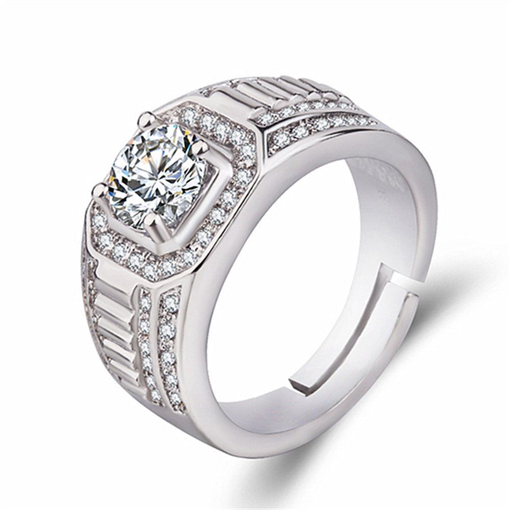 Cross-Border Popular Alloy Ring Accessories, His and Hers Couple Diamond Rings, Zircon Engagement Rings, Starting from One Piece