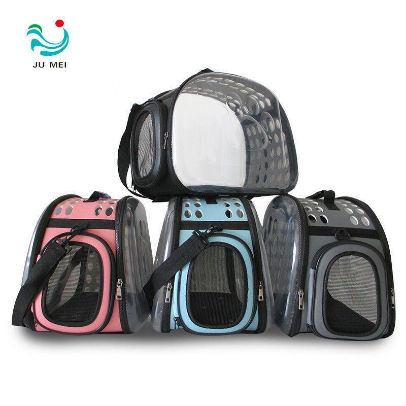Cross-Border Direct Supply Amazon Pet Bag Portable Transparent Cat and Dog Backpack Foldable Breathable Portable Cat Bag