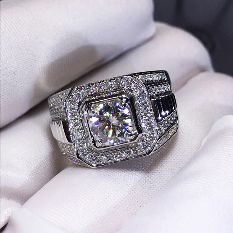 Cross-Border Popular Alloy Ring Accessories, His and Hers Couple Diamond Rings, Zircon Engagement Rings, Starting from One Piece