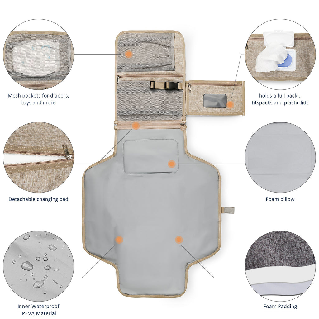 [Low Price Big Sale] Portable Baby Diaper Pad Supplies Outdoor Travel Folding Diapers Include Shoulder Strap Wet Wipes