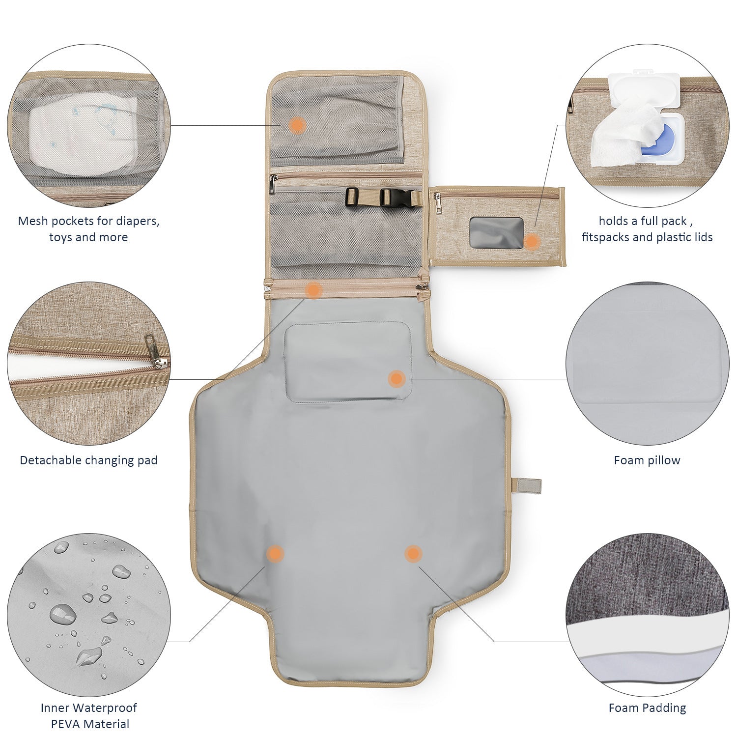 [Low Price Big Sale] Portable Baby Diaper Pad Supplies Outdoor Travel Folding Diapers Include Shoulder Strap Wet Wipes