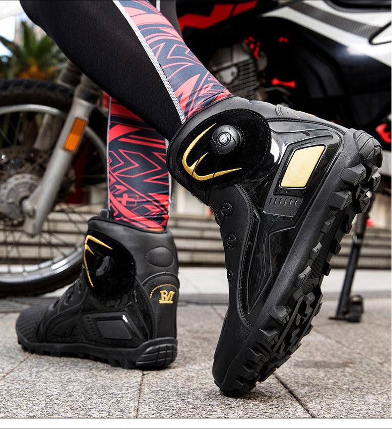 Cross-Border Supply Men's Motorcycle Shoes Large Size Motorcycle Riding Shoes Men's Rider Four-Season Sneakers Motorcycle Travel Equipment