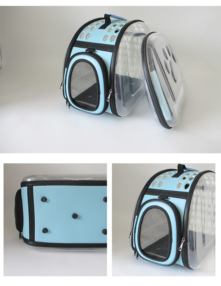 Cross-Border Direct Supply Amazon Pet Bag Portable Transparent Cat and Dog Backpack Foldable Breathable Portable Cat Bag