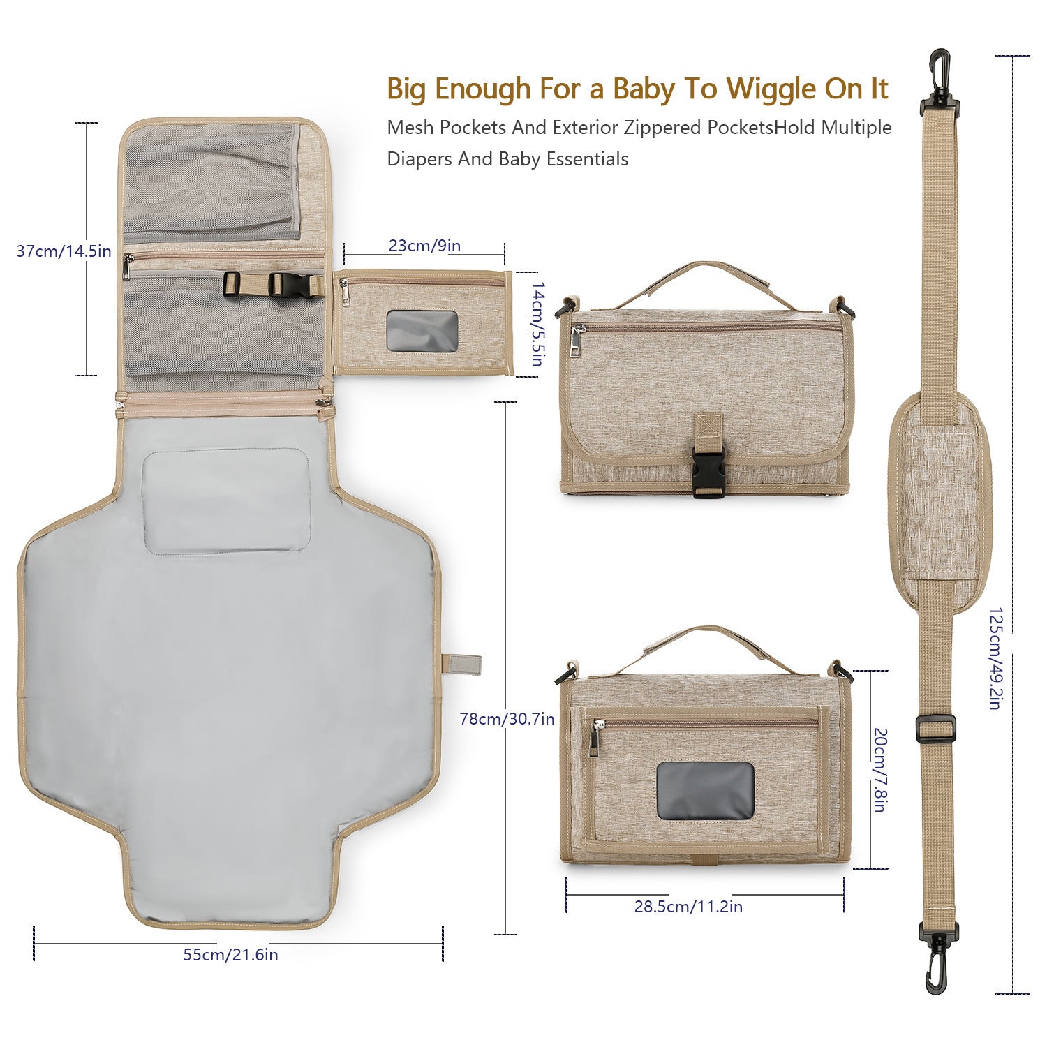 [Low Price Big Sale] Portable Baby Diaper Pad Supplies Outdoor Travel Folding Diapers Include Shoulder Strap Wet Wipes