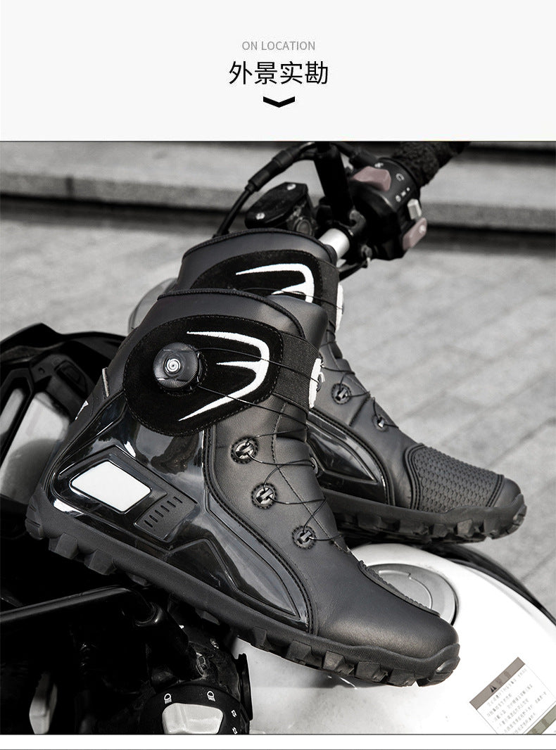 Cross-Border Supply Men's Motorcycle Shoes Large Size Motorcycle Riding Shoes Men's Rider Four-Season Sneakers Motorcycle Travel Equipment