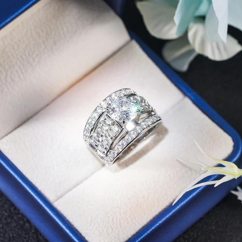 Cross-Border Popular Alloy Ring Accessories, His and Hers Couple Diamond Rings, Zircon Engagement Rings, Starting from One Piece