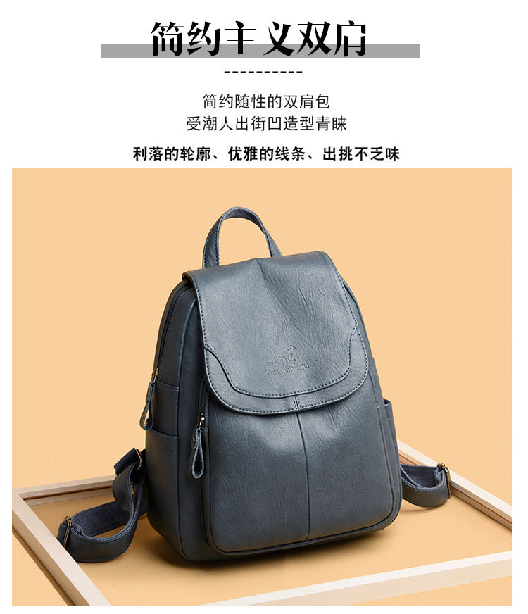 Factory Direct Supply Cross-Border Women's Backpack New Soft Leather Fashion Versatile Backpack Women's Large Capacity Travel Bag