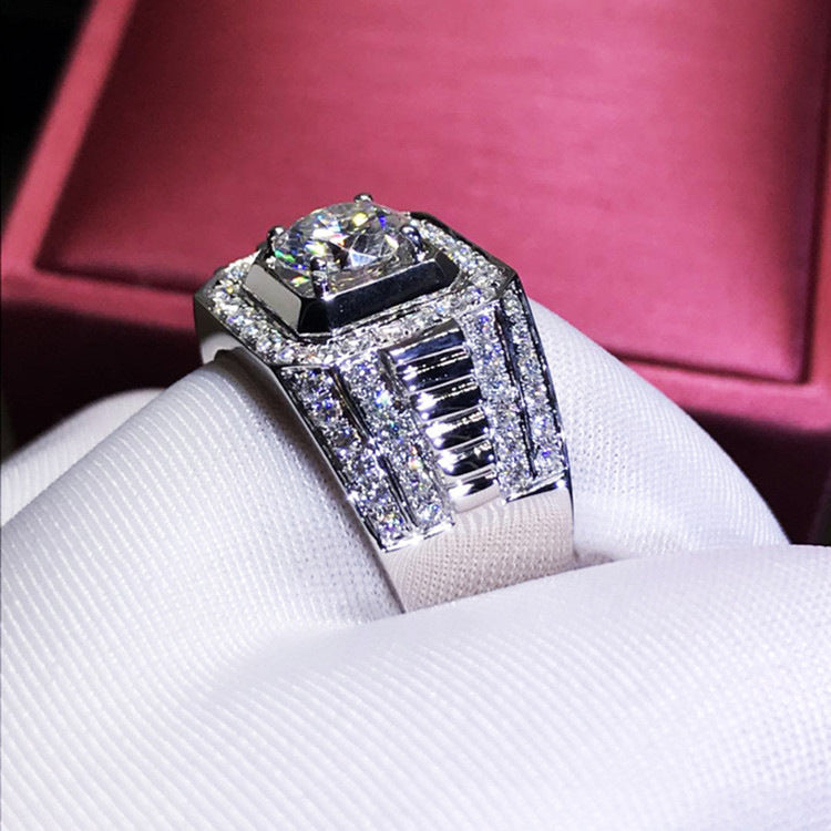 Cross-Border Popular Alloy Ring Accessories, His and Hers Couple Diamond Rings, Zircon Engagement Rings, Starting from One Piece