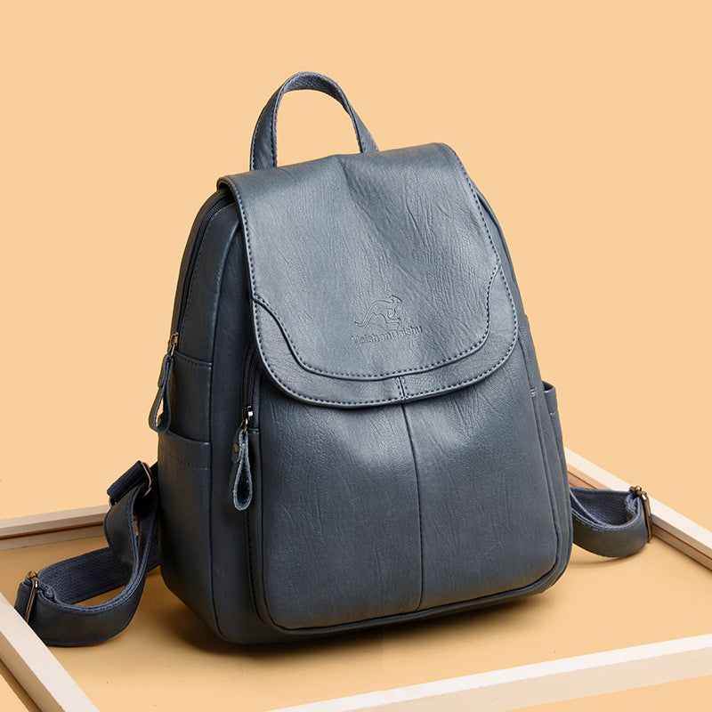 Factory Direct Supply Cross-Border Women's Backpack New Soft Leather Fashion Versatile Backpack Women's Large Capacity Travel Bag
