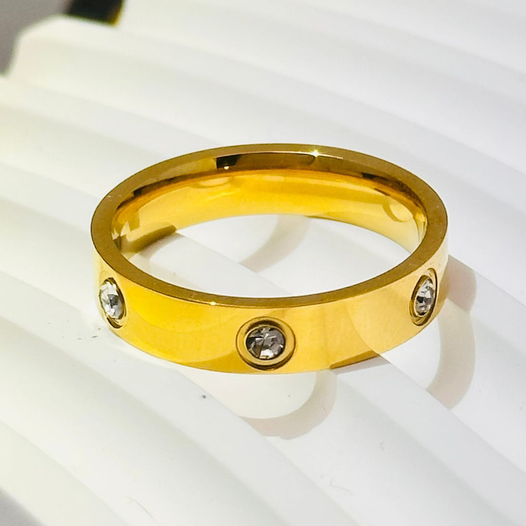 Hot Stainless Steel Single and Double Rows Full Diamond Titanium Steel Couple Rings for Women with Small Square Diamonds Personalized Simple Card Plus Titanium Steel Rings