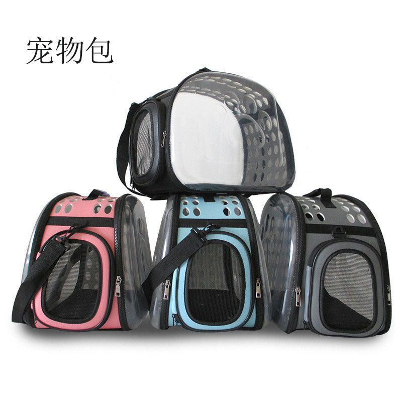 Cross-Border Direct Supply Amazon Pet Bag Portable Transparent Cat and Dog Backpack Foldable Breathable Portable Cat Bag
