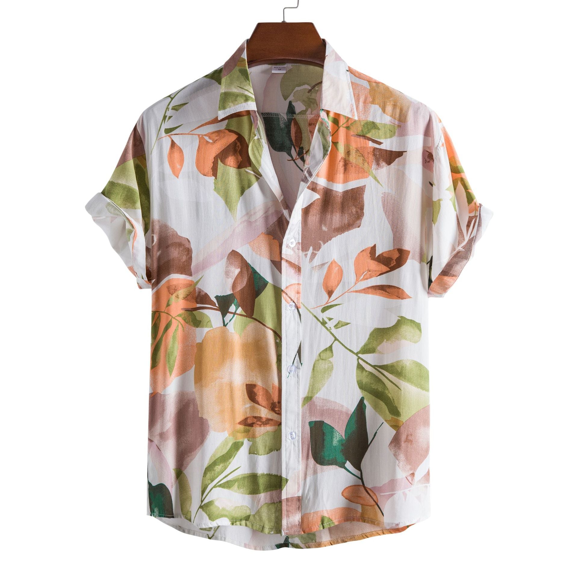 Cross-border Supply Summer Beach Short-sleeved Shirt Men's Printed Hawaiian Shirt Seaside Holiday Travel Loose plus size