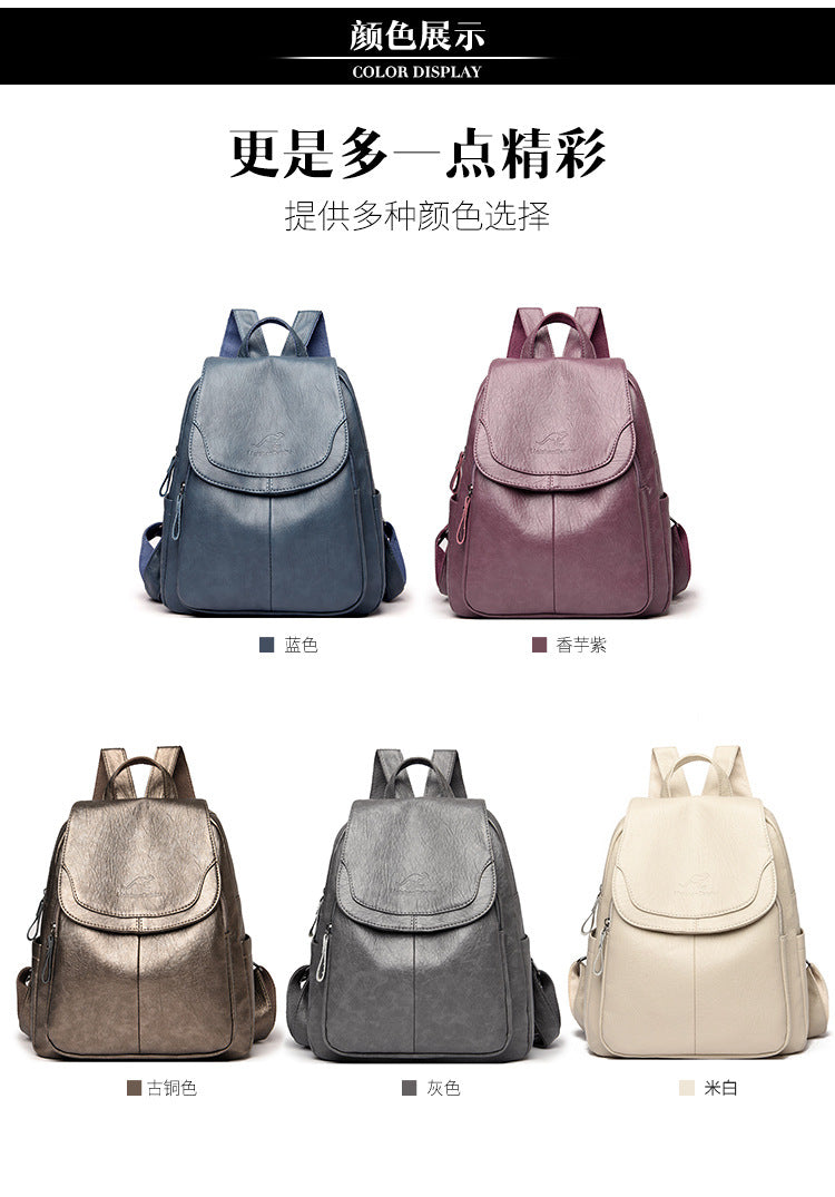 Factory Direct Supply Cross-Border Women's Backpack New Soft Leather Fashion Versatile Backpack Women's Large Capacity Travel Bag