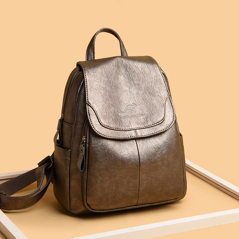 Factory Direct Supply Cross-Border Women's Backpack New Soft Leather Fashion Versatile Backpack Women's Large Capacity Travel Bag