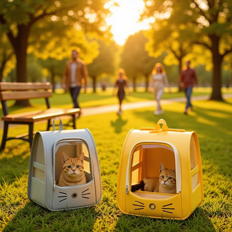 Cross-Border Backpack Cat Bag, Transparent and Visible, Portable Pet Supplies for Outings, Large-Capacity Space Capsule Backpack, Breathable and Lightweight
