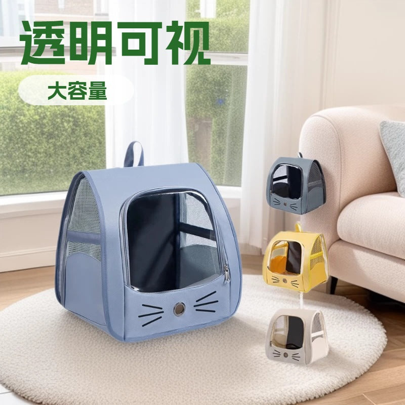 Cross-Border Backpack Cat Bag, Transparent and Visible, Portable Pet Supplies for Outings, Large-Capacity Space Capsule Backpack, Breathable and Lightweight