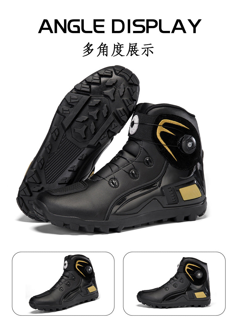 Cross-Border Supply Men's Motorcycle Shoes Large Size Motorcycle Riding Shoes Men's Rider Four-Season Sneakers Motorcycle Travel Equipment