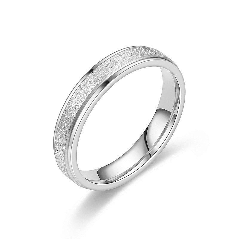 Hot Stainless Steel Single and Double Rows Full Diamond Titanium Steel Couple Rings for Women with Small Square Diamonds Personalized Simple Card Plus Titanium Steel Rings