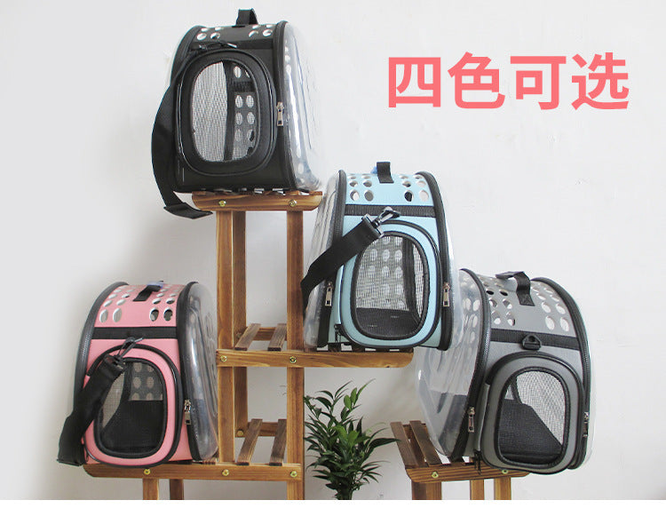 Cross-Border Direct Supply Amazon Pet Bag Portable Transparent Cat and Dog Backpack Foldable Breathable Portable Cat Bag