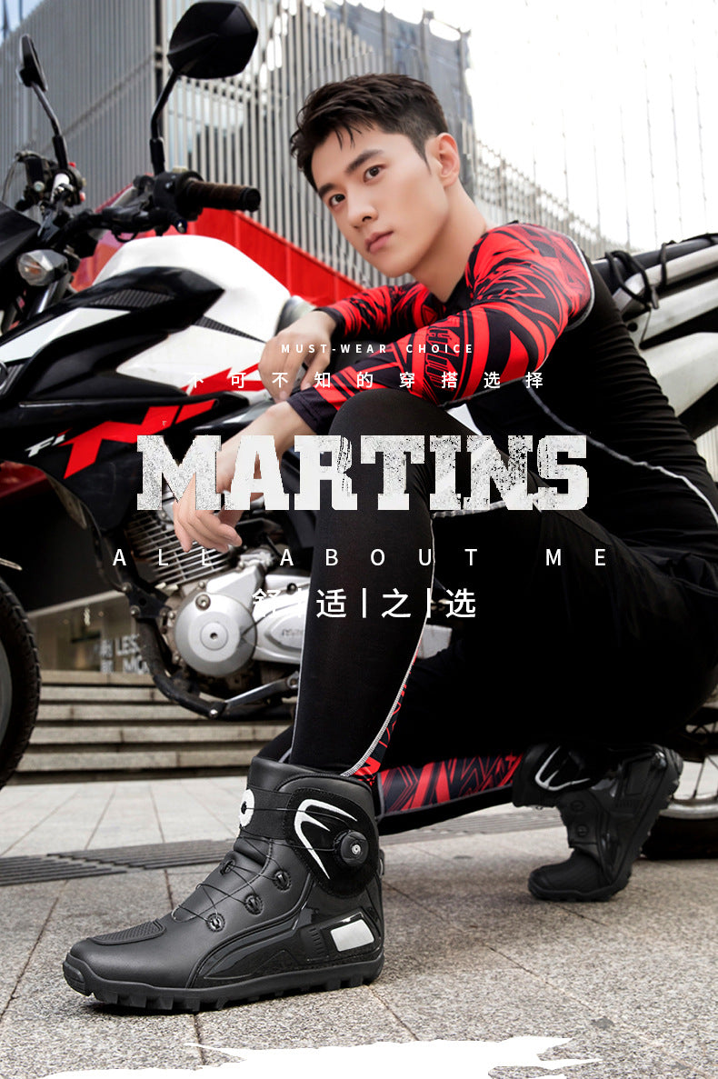 Cross-Border Supply Men's Motorcycle Shoes Large Size Motorcycle Riding Shoes Men's Rider Four-Season Sneakers Motorcycle Travel Equipment