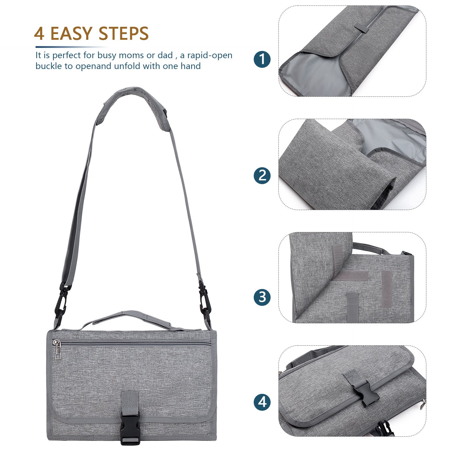 [Low Price Big Sale] Portable Baby Diaper Pad Supplies Outdoor Travel Folding Diapers Include Shoulder Strap Wet Wipes